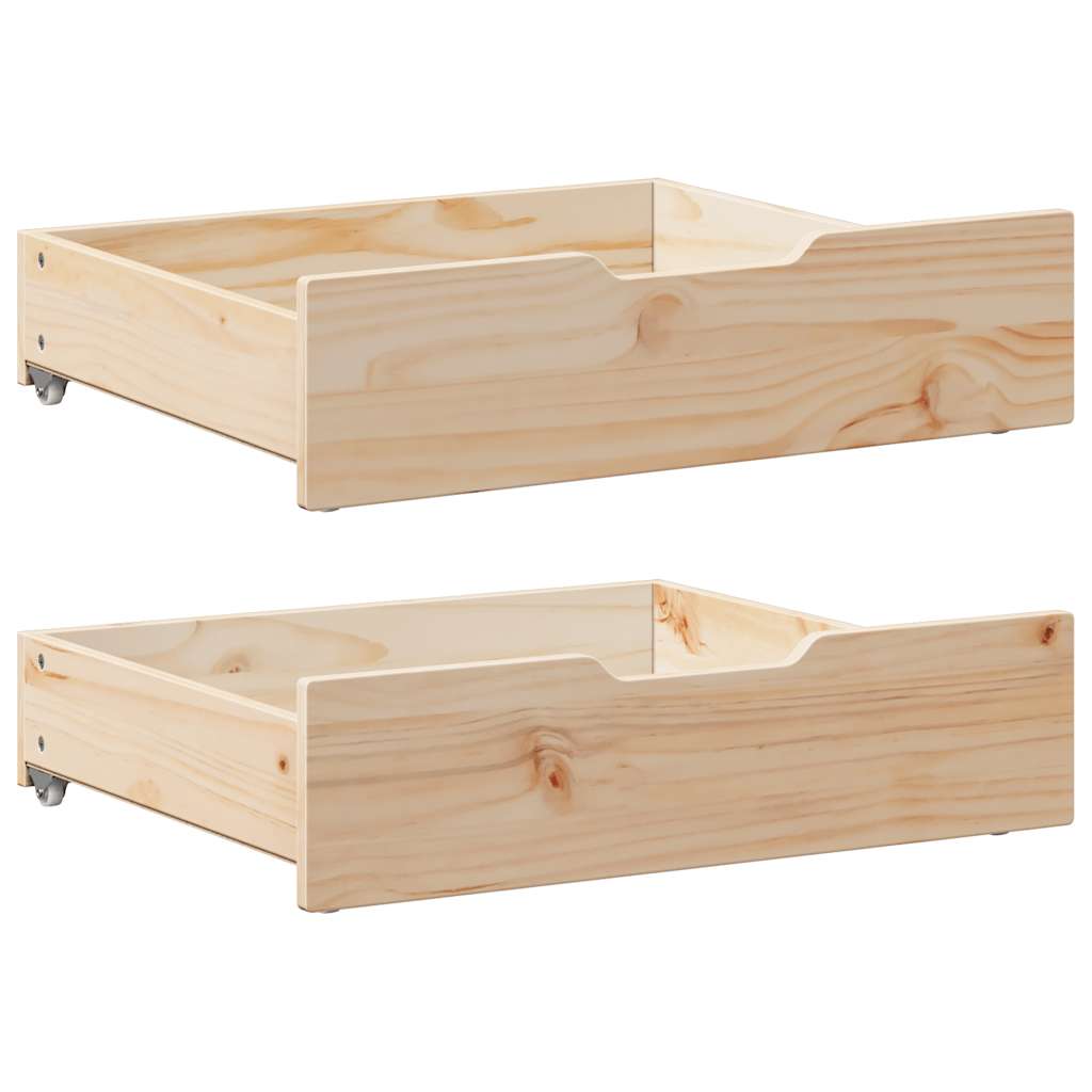 Bed drawers with wheels 2 pcs. 75x55x16 cm solid pine wood