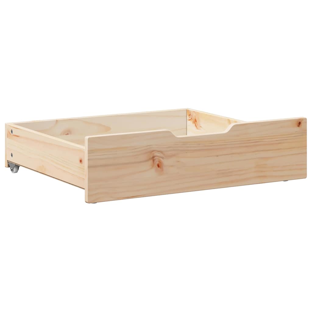 Bed drawers with wheels 2 pcs. 75x55x16 cm solid pine wood