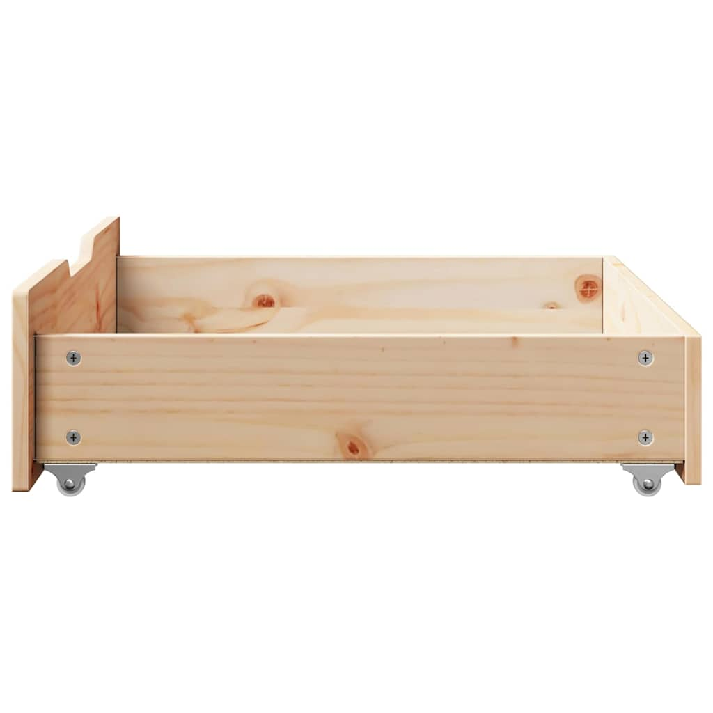 Bed drawers with wheels 2 pcs. 75x55x16 cm solid pine wood