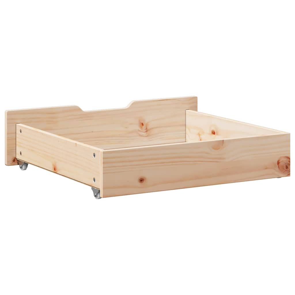 Bed drawers with wheels 2 pcs. 75x55x16 cm solid pine wood