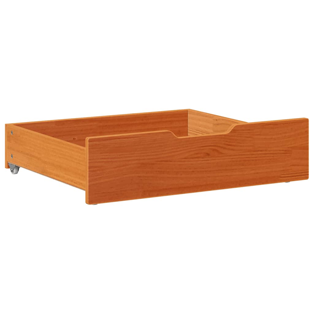 Bed drawers 2 pcs. Wax brown 75x55x16 cm solid pine wood