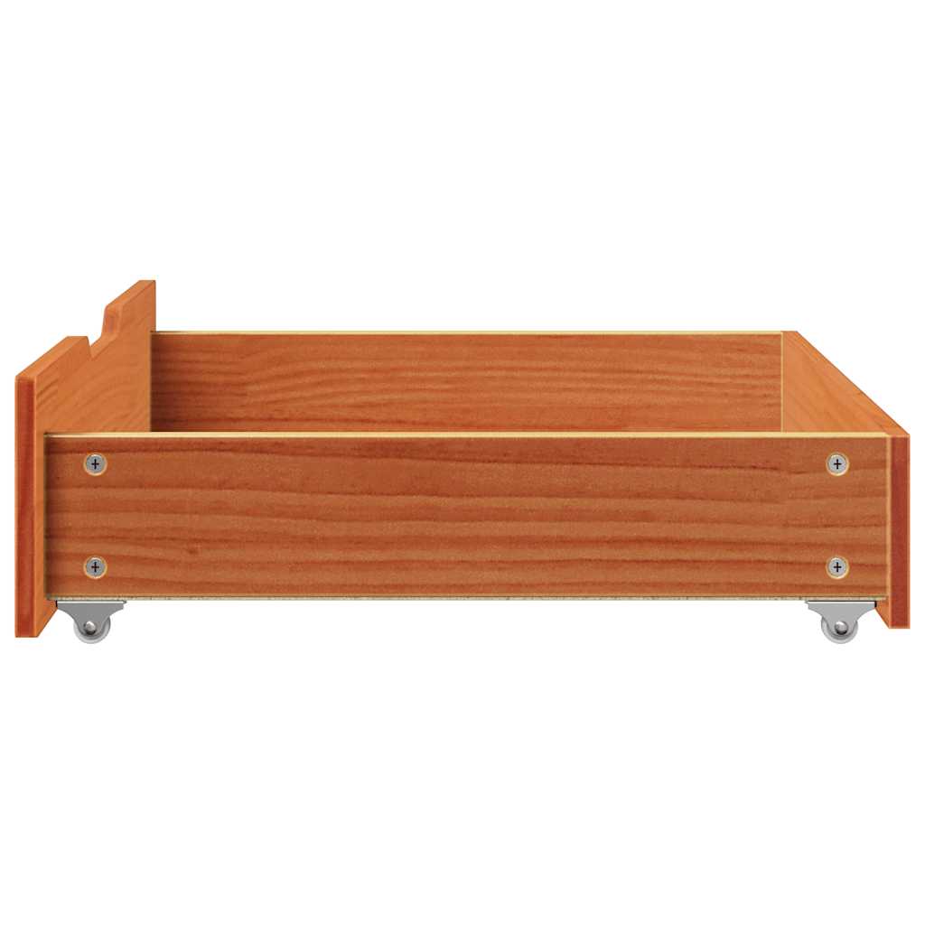 Bed drawers 2 pcs. Wax brown 75x55x16 cm solid pine wood