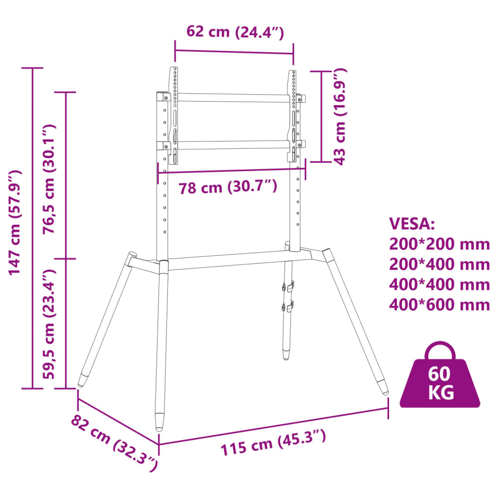 TV Stand 37-86 inch Screen Max VESA 400x600 mm 60 kg