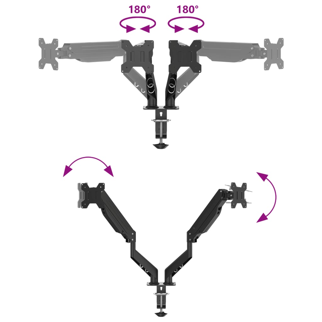 Double monitor arm for max 27 inch gas spring 20 kg