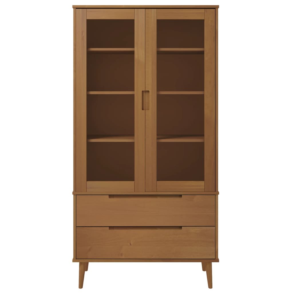 Display Cabinet MOLDE Brown 90x35x175 cm Solid Pine