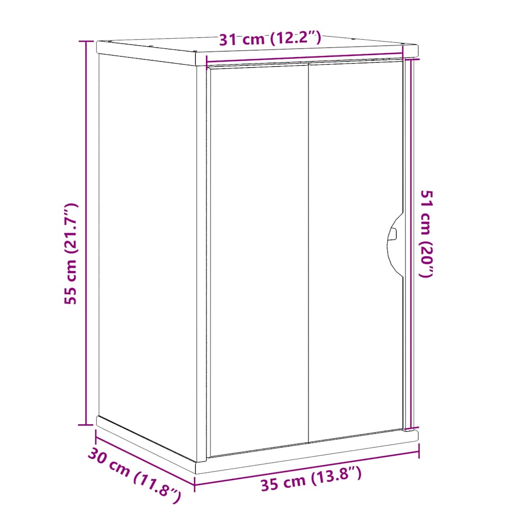 Bad-Wandschrank OTTA 35x30x55 cm Massivholz Kiefer