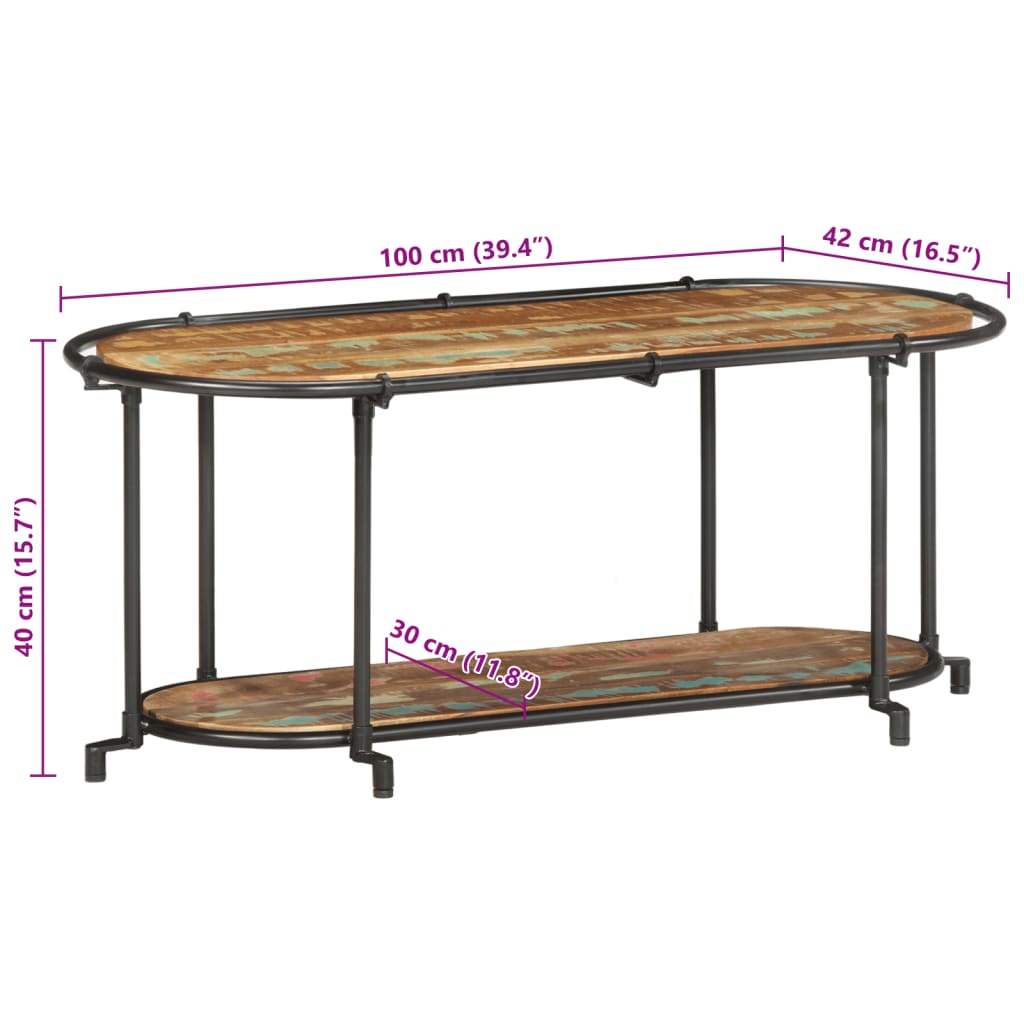 TV shelf 100x42x40 cm solid reclaimed wood