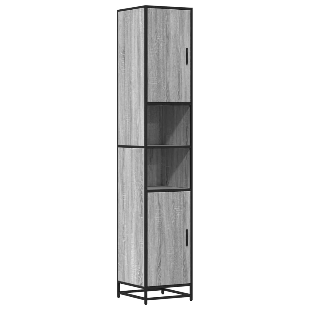 Badschrank Grau Sonoma 35x37,5x188,5 cm Holzwerkstoff Metall