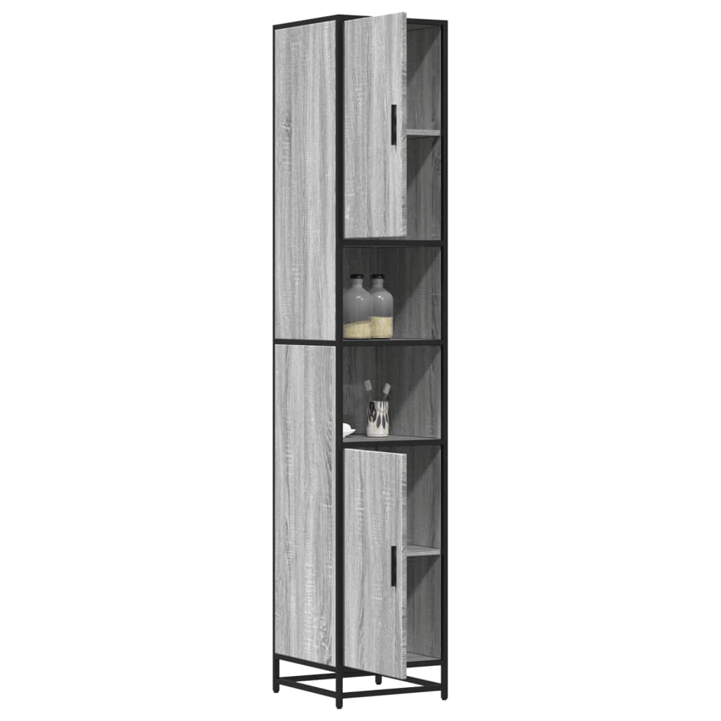 Badschrank Grau Sonoma 35x37,5x188,5 cm Holzwerkstoff Metall