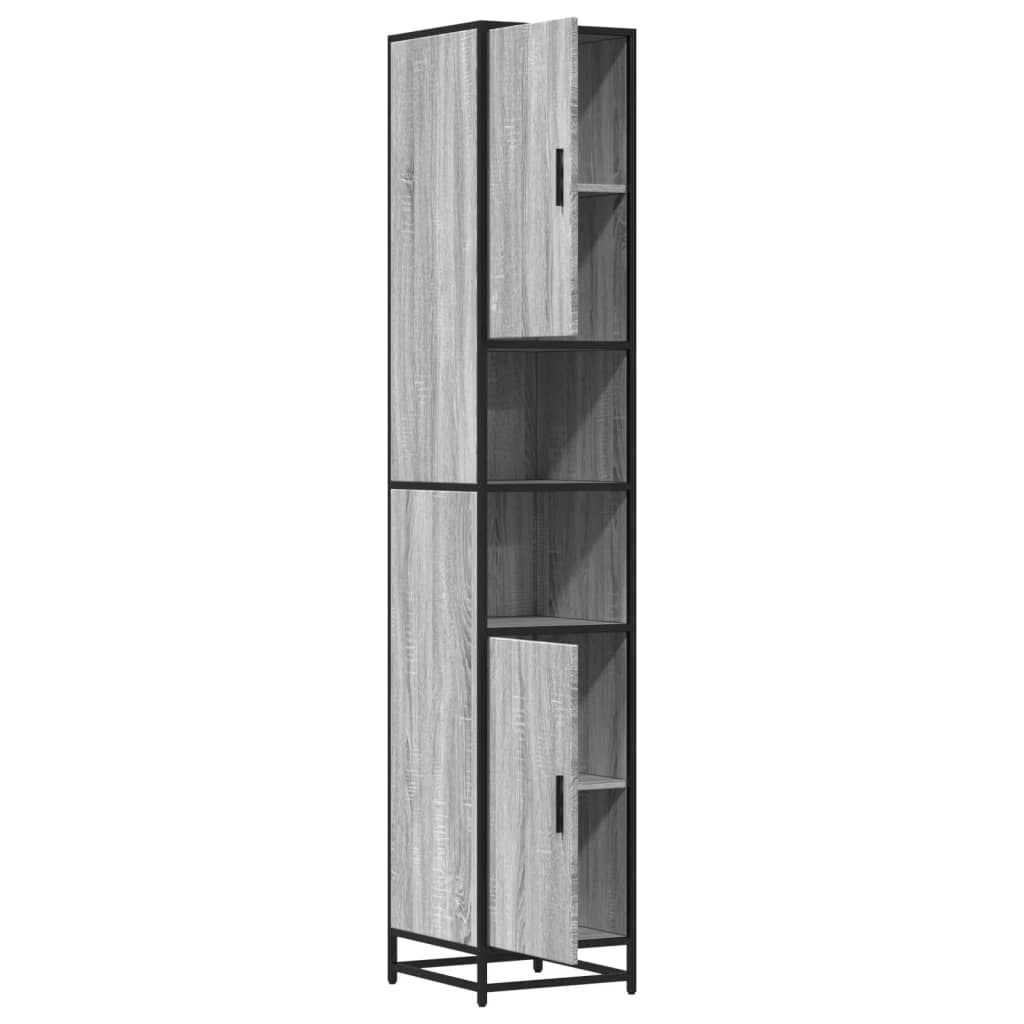 Badschrank Grau Sonoma 35x37,5x188,5 cm Holzwerkstoff Metall