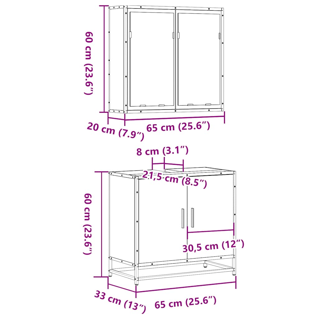 2-tlg. Badmöbel-Set Schwarz Holzwerkstoff