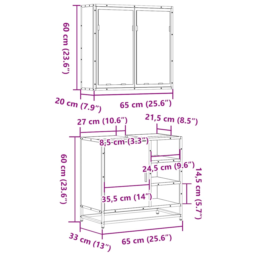 2-tlg. Badmöbel-Set Schwarz Holzwerkstoff