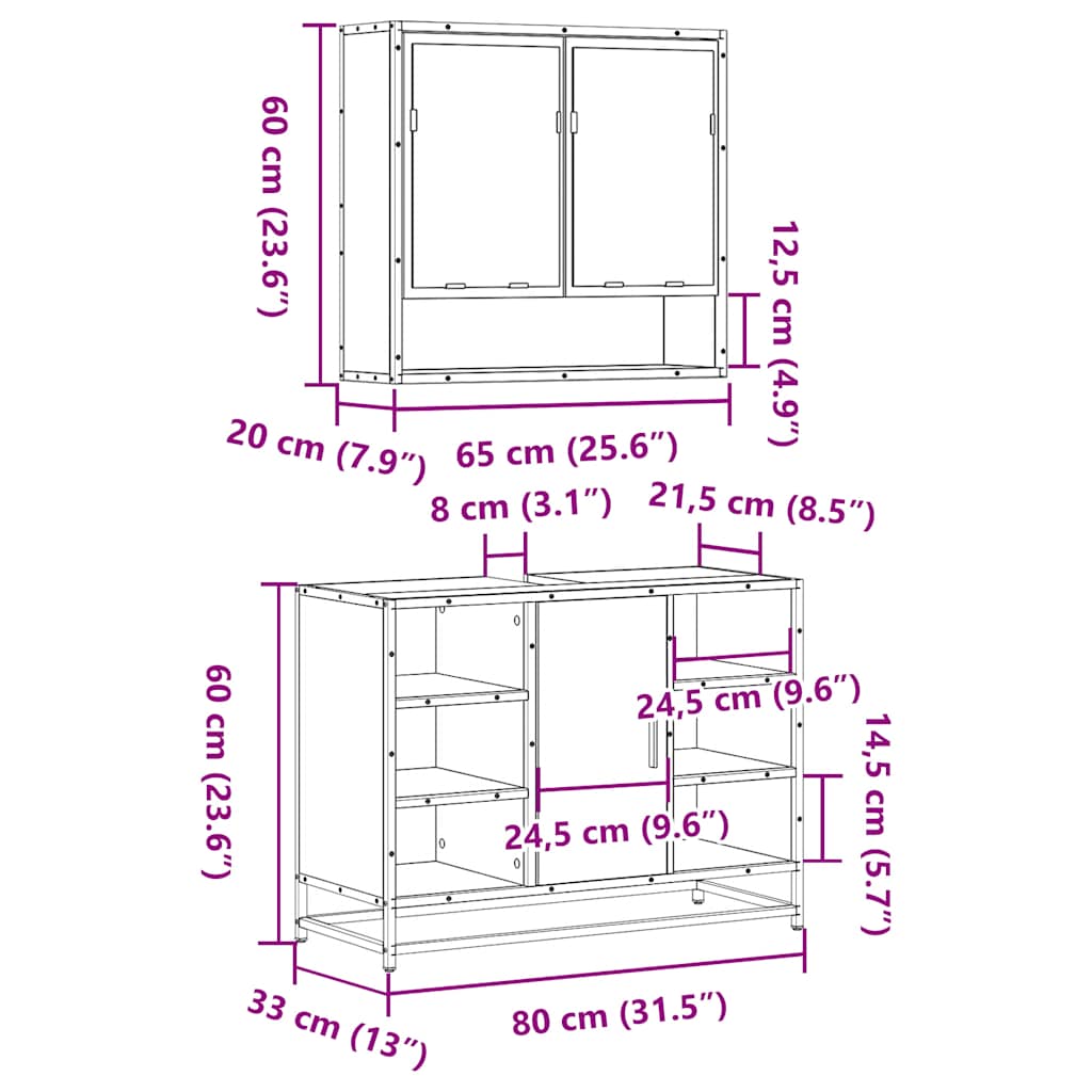 2-tlg. Badmöbel-Set Sonoma-Eiche Holzwerkstoff