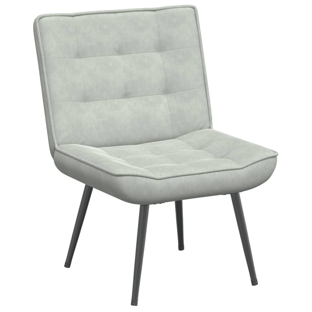 Relaxing chair with stool light gray velvet