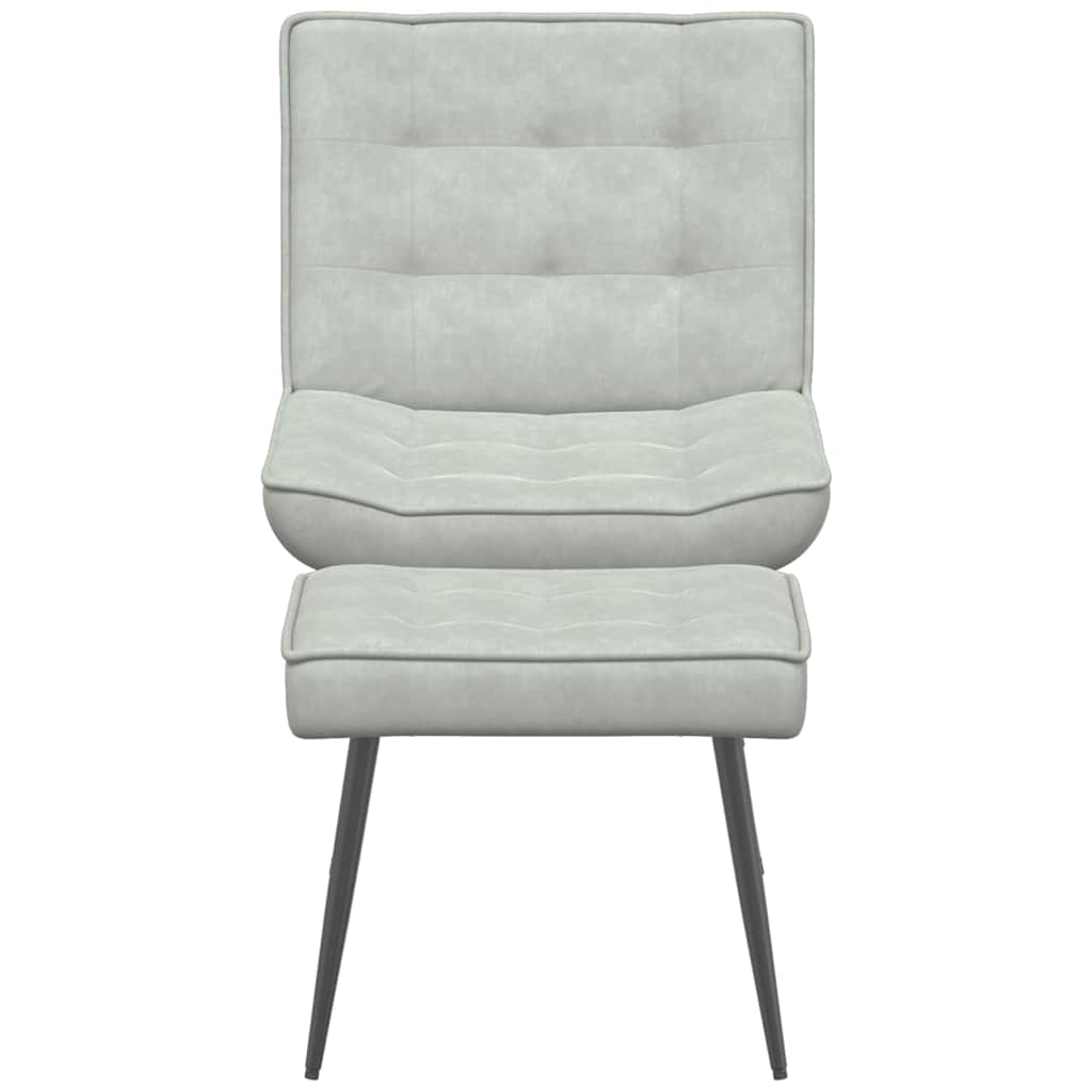 Relaxing chair with stool light gray velvet