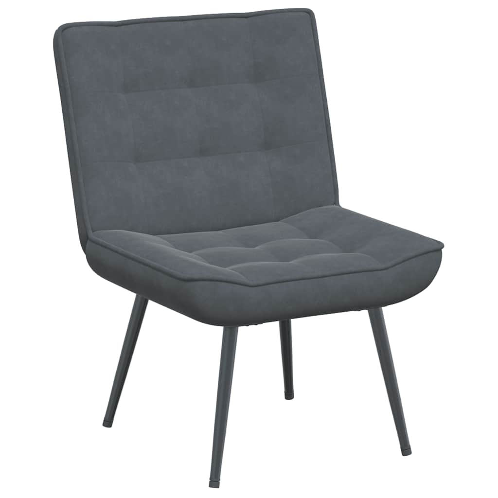 Relaxing chair with stool dark gray velvet