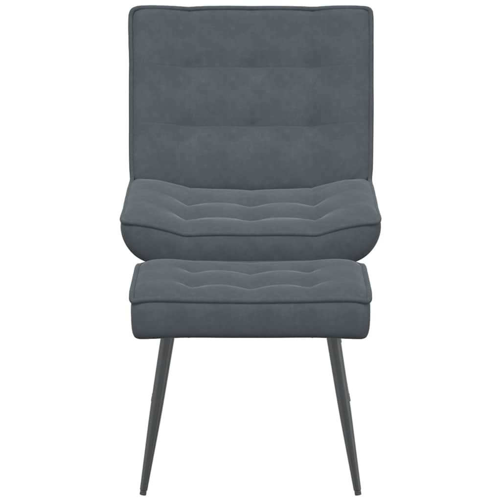 Relaxing chair with stool dark gray velvet