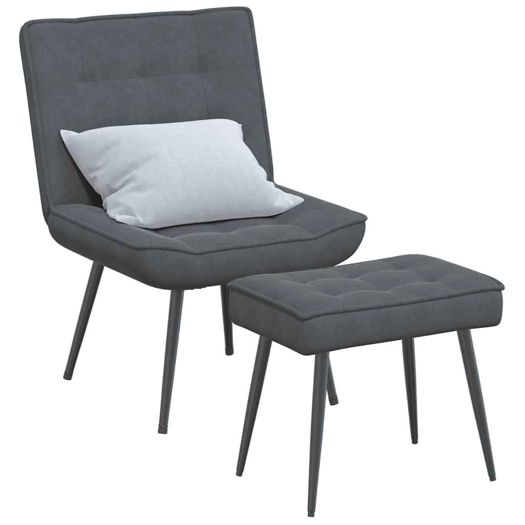 Relaxing chair with stool dark gray velvet