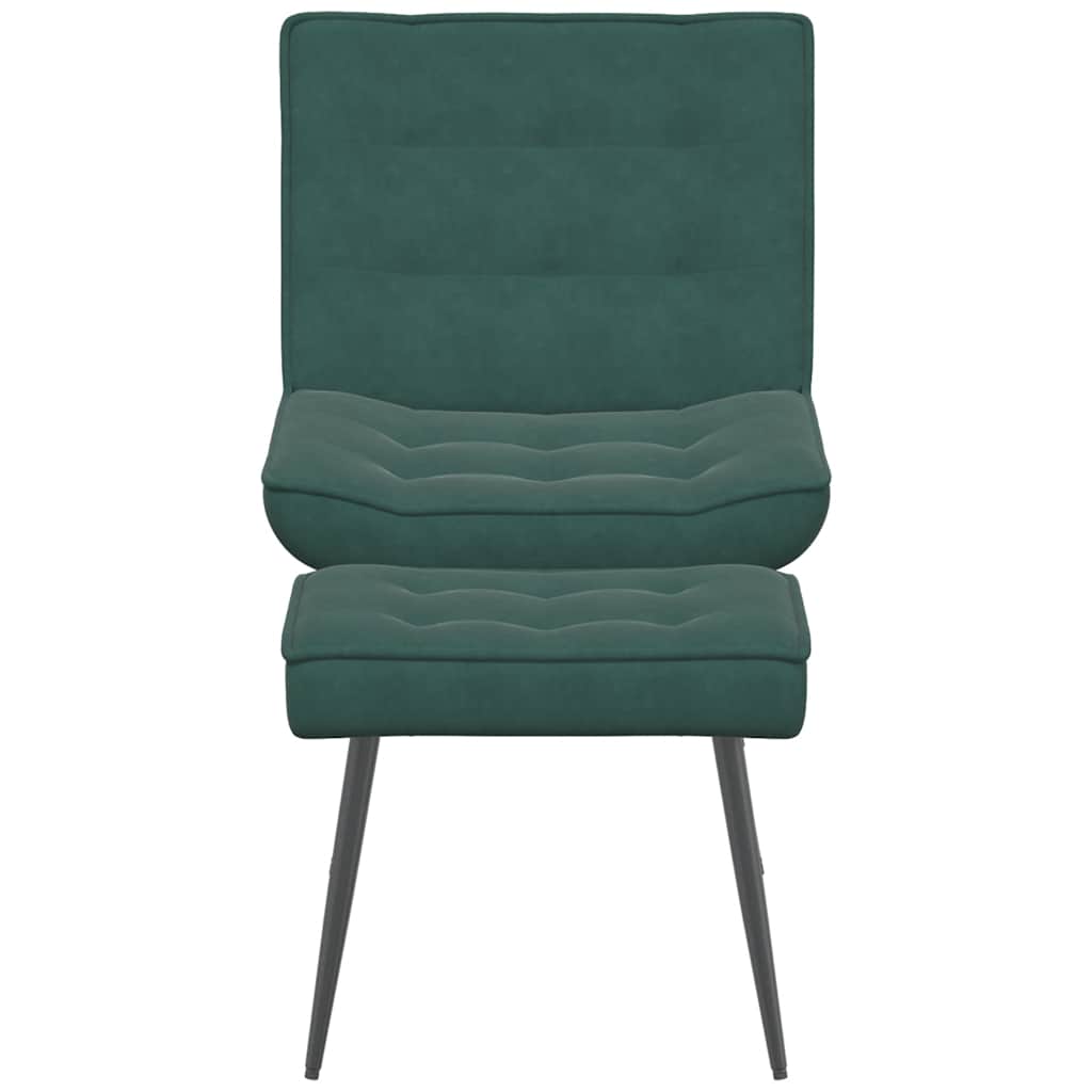 Relaxing chair with stool dark green velvet