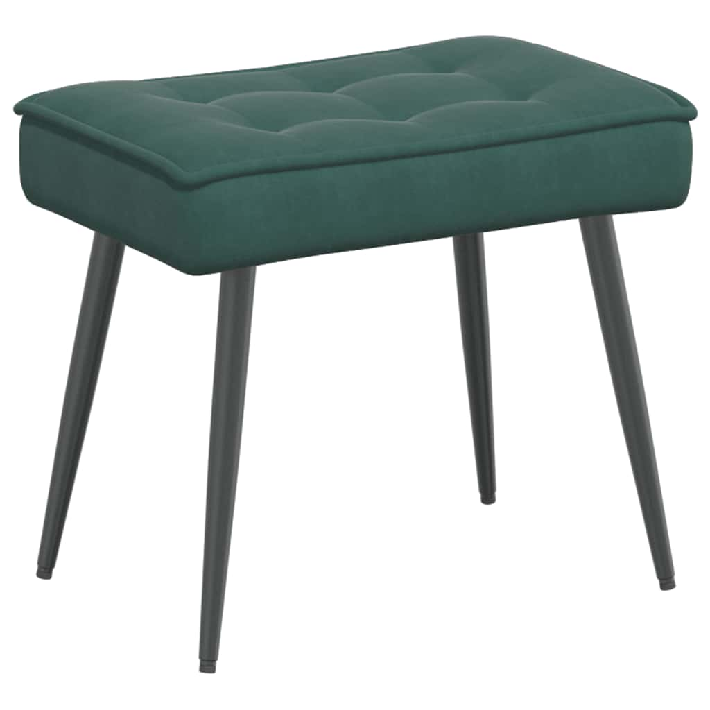 Relaxing chair with stool dark green velvet