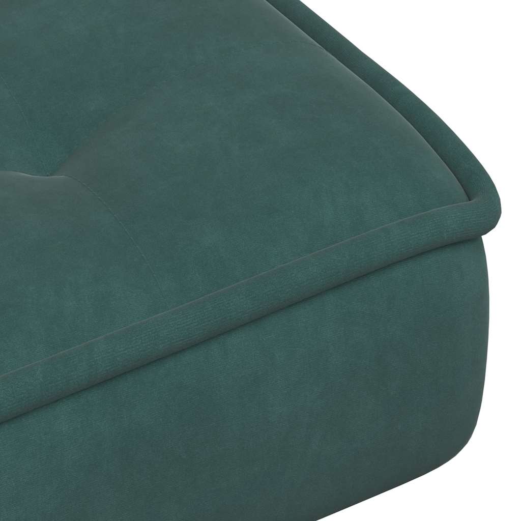 Relaxing chair with stool dark green velvet