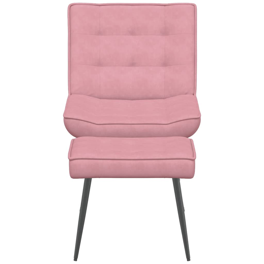 Relaxing chair with stool pink velvet