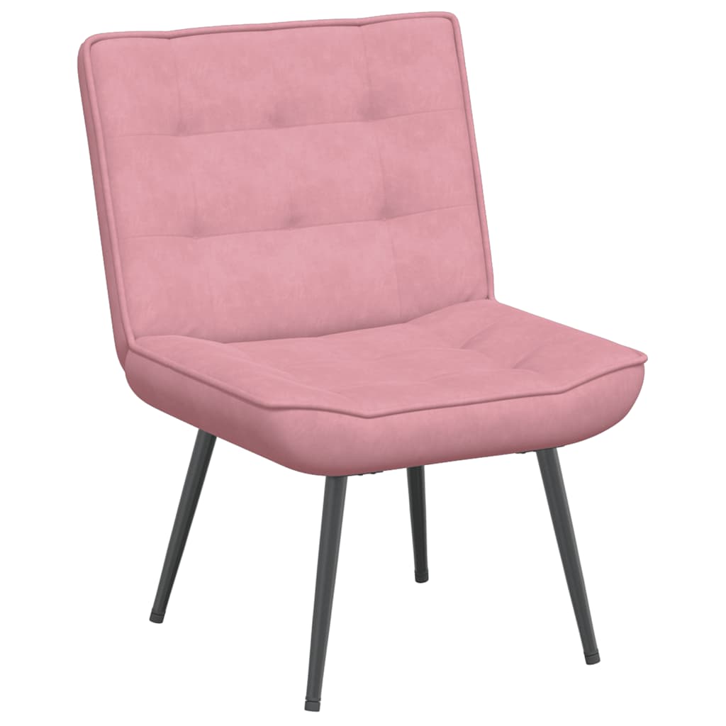 Relaxing chair with stool pink velvet