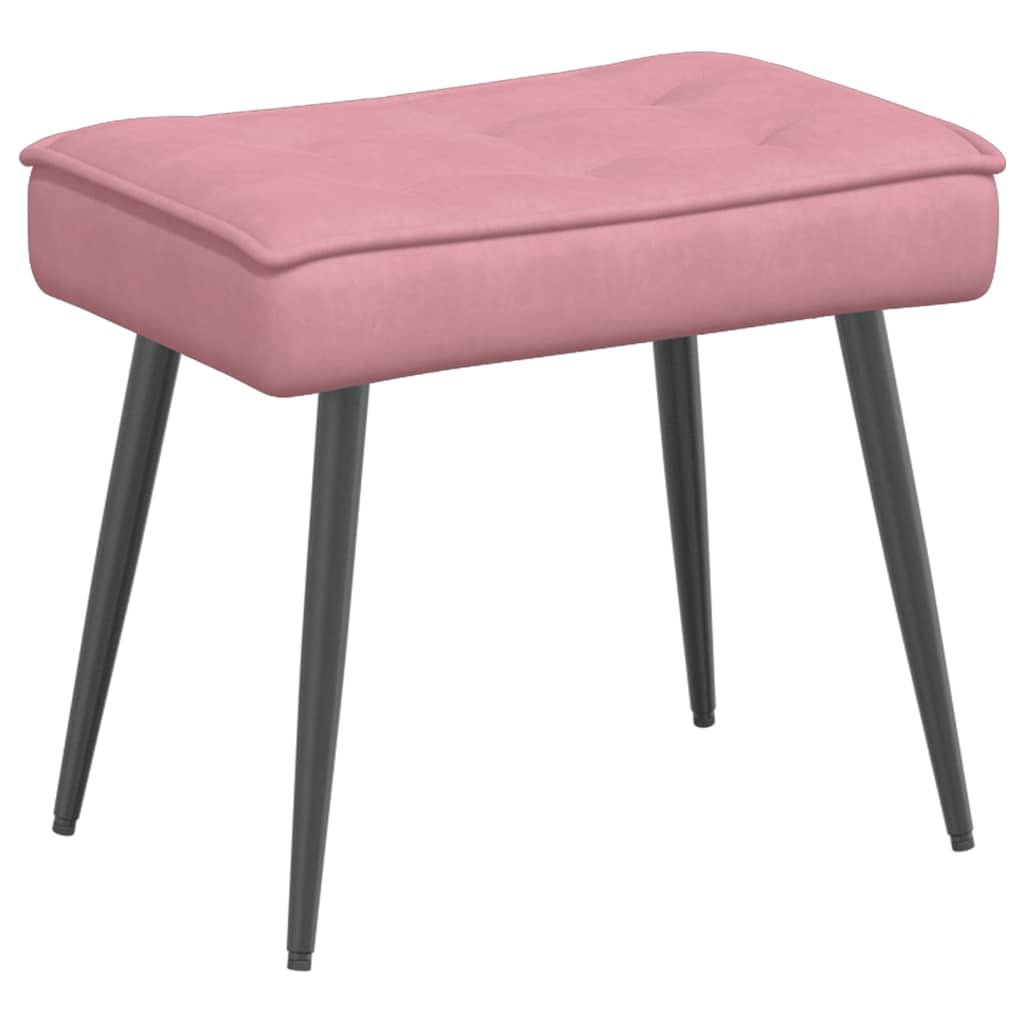 Relaxing chair with stool pink velvet