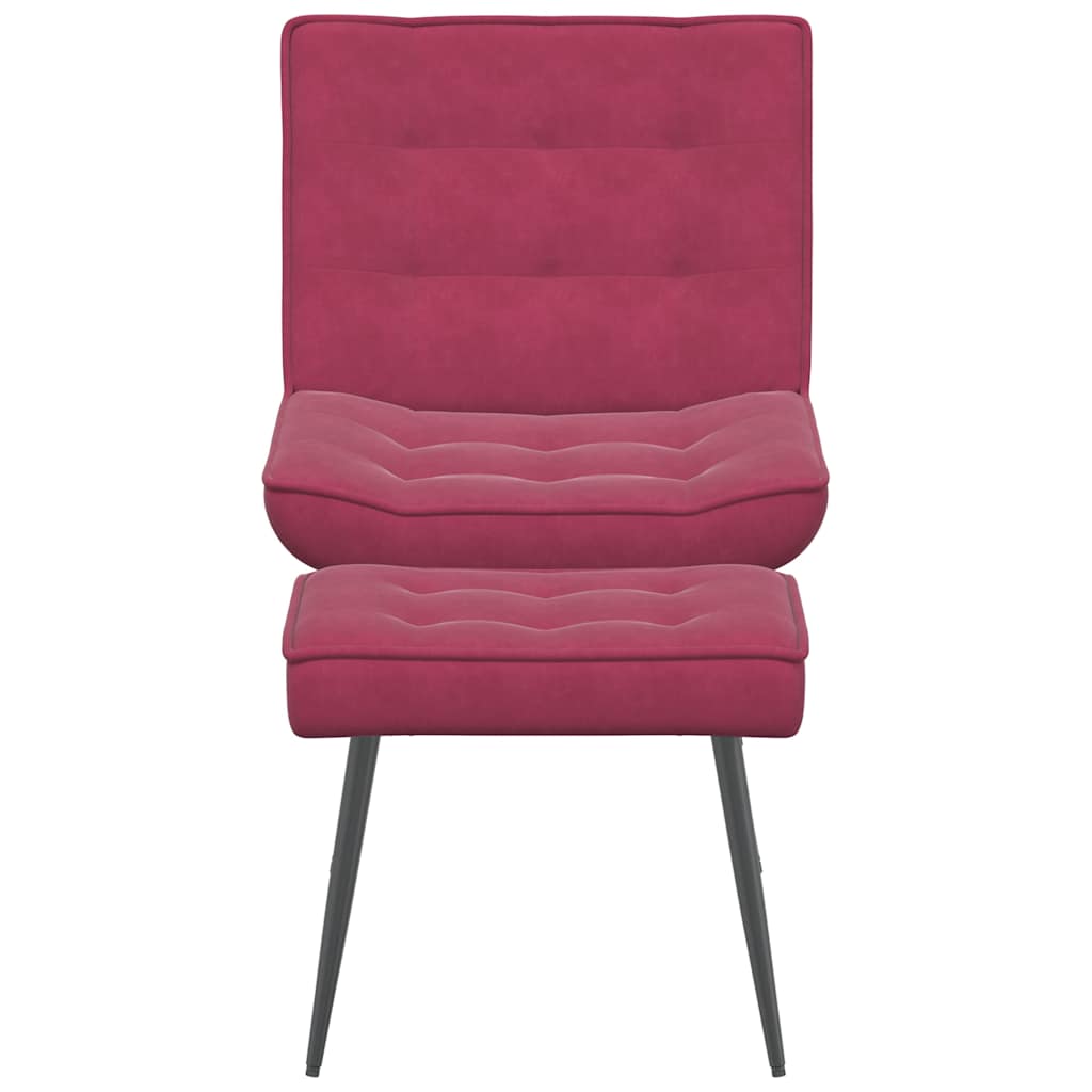 Relaxing chair with stool wine red velvet