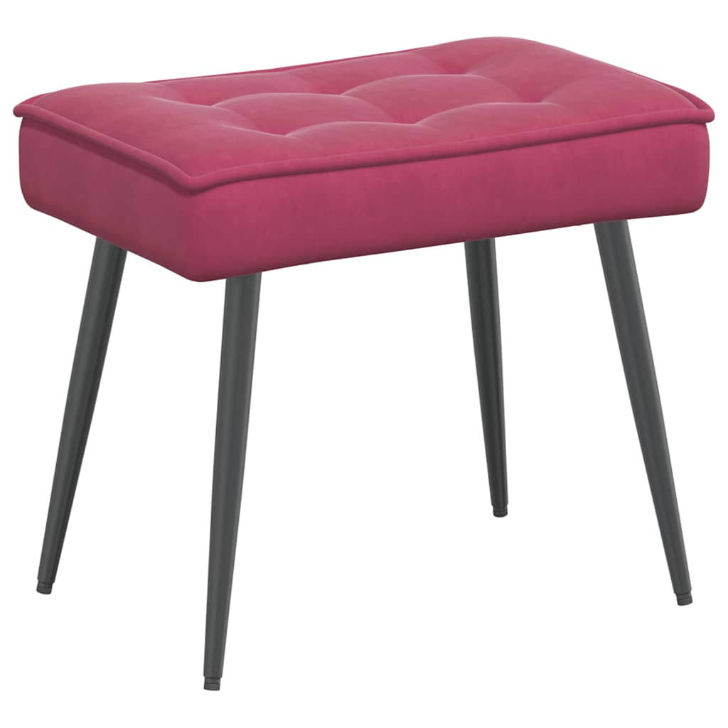 Relaxing chair with stool wine red velvet