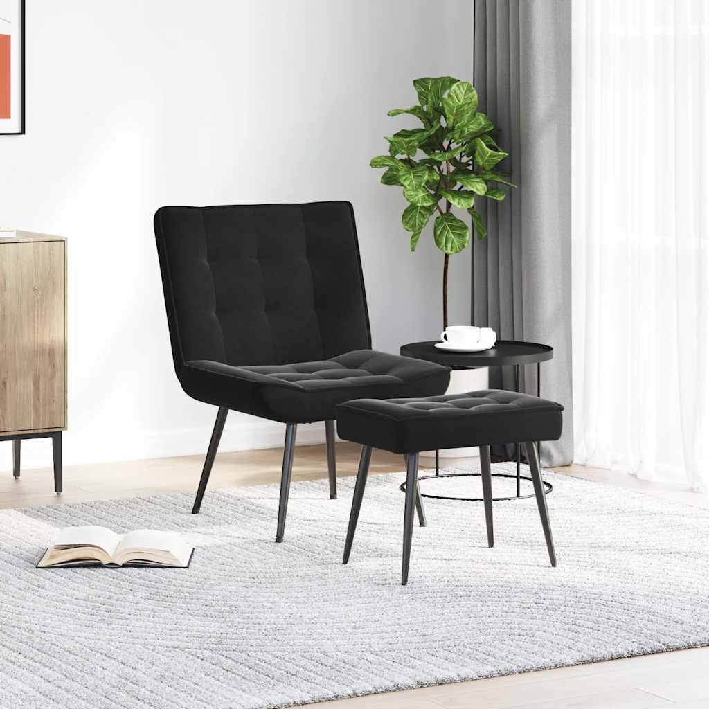 Relaxsessel mit Hocker Schwarz Samt