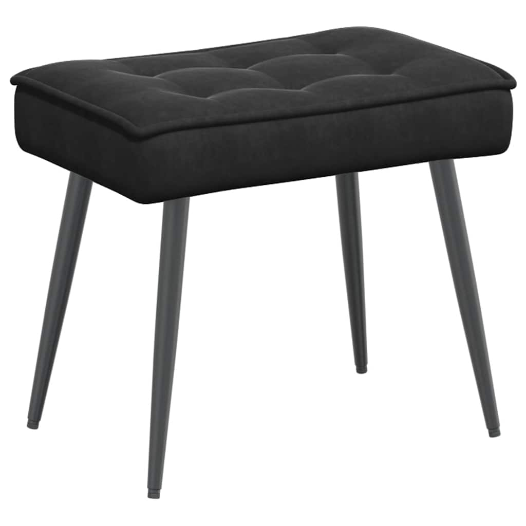 Relaxing Chair with Stool Black Velvet