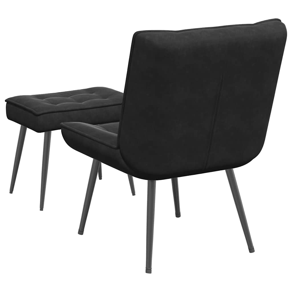 Relaxsessel mit Hocker Schwarz Samt