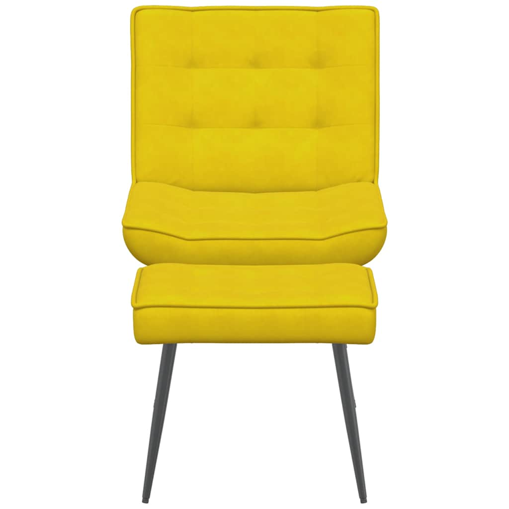 Relaxing Chair with Stool Yellow Velvet