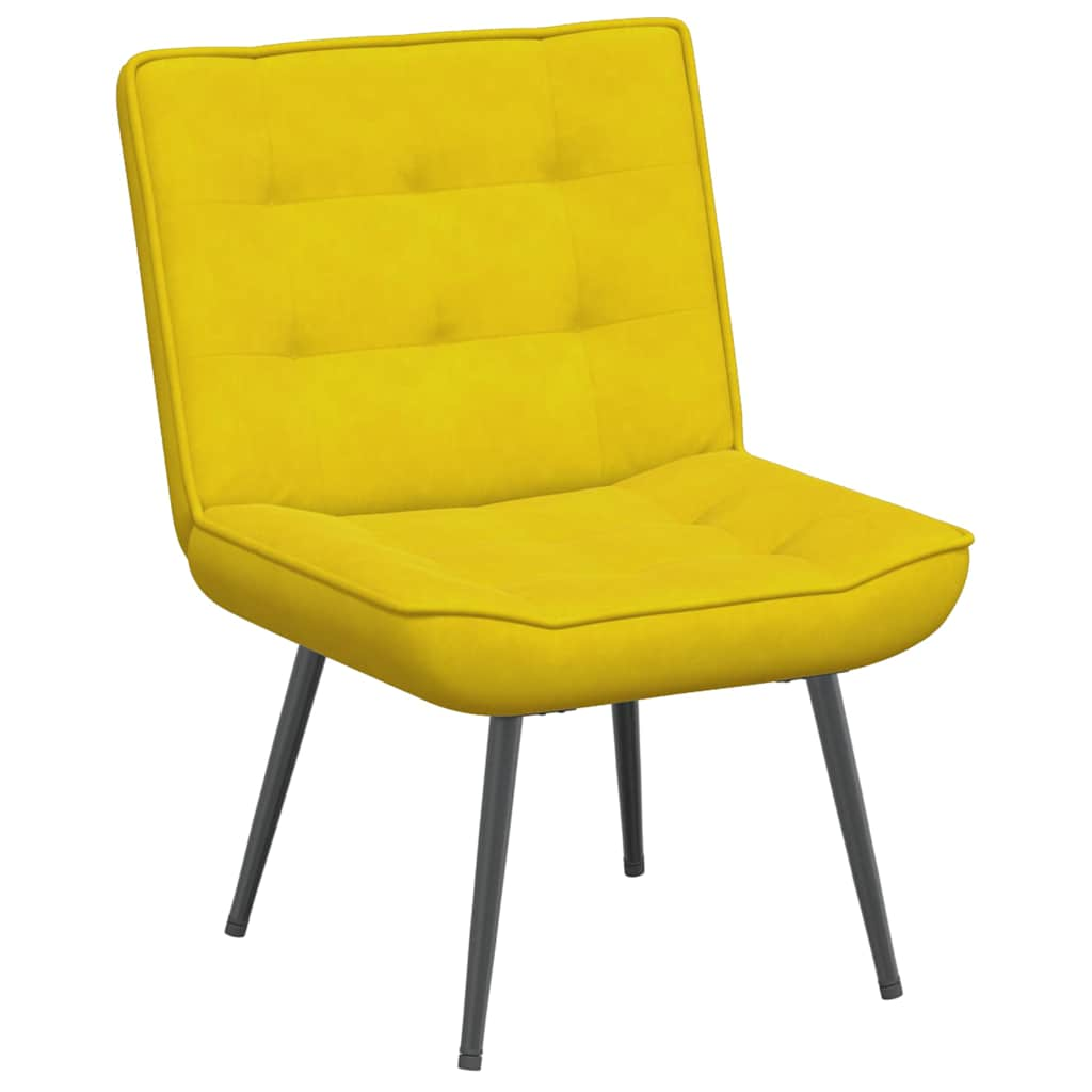 Relaxing Chair with Stool Yellow Velvet