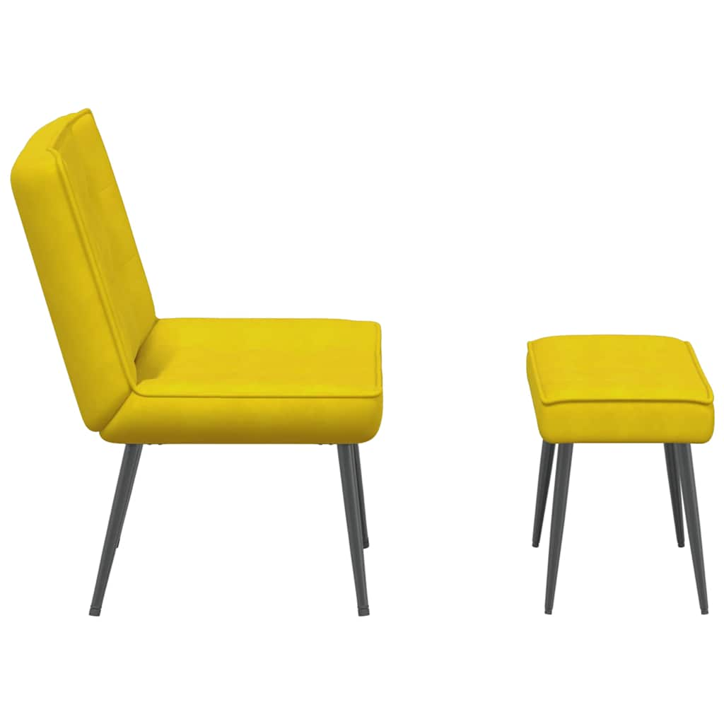 Relaxing Chair with Stool Yellow Velvet