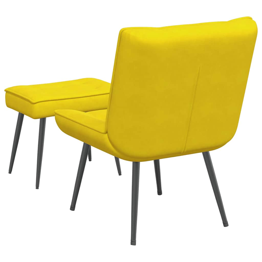 Relaxing Chair with Stool Yellow Velvet