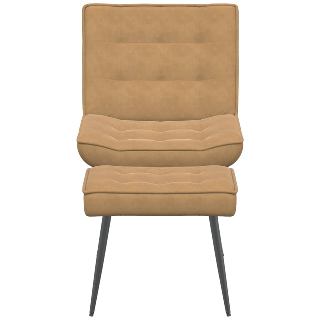 Relaxing Chair with Stool Brown Velvet