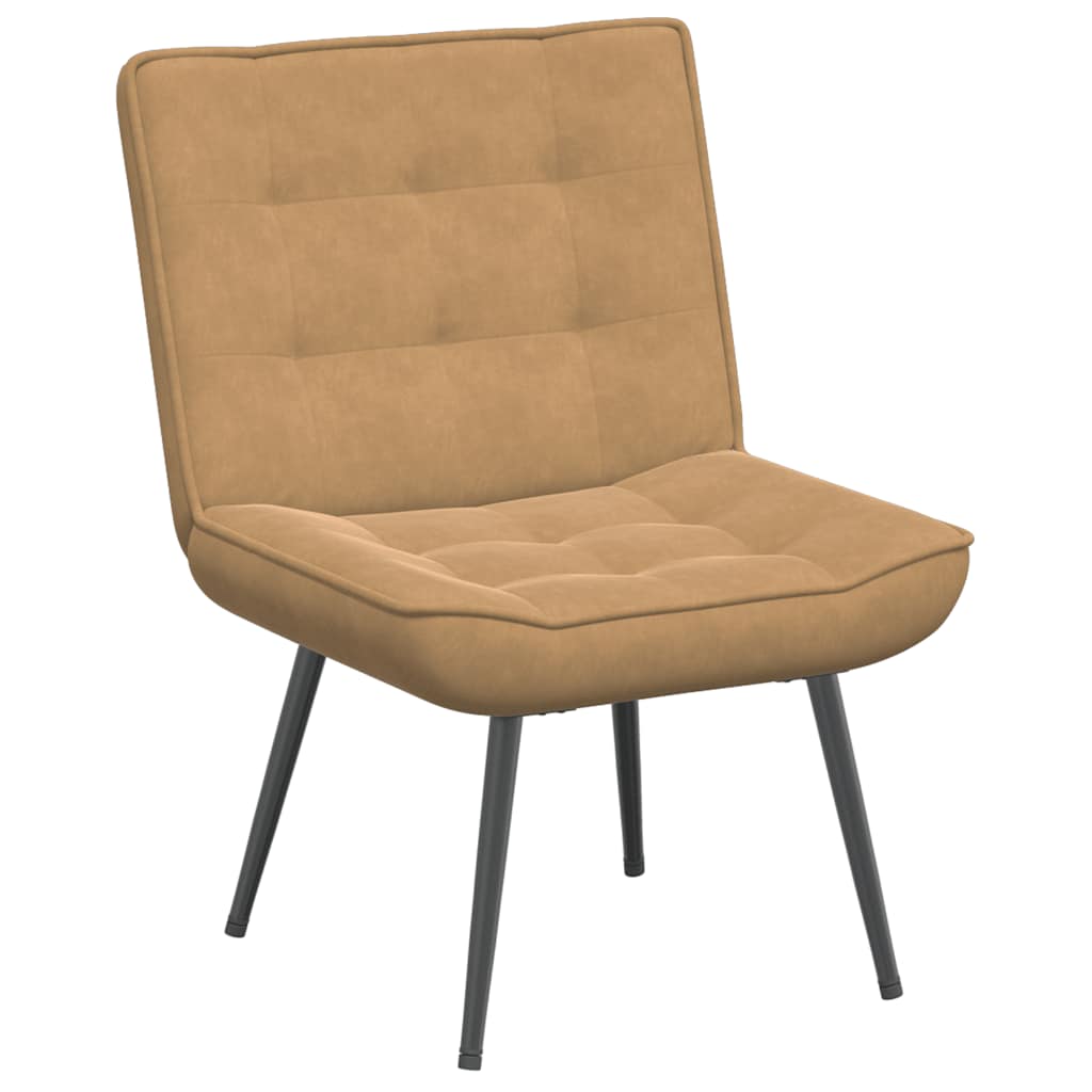 Relaxing Chair with Stool Brown Velvet