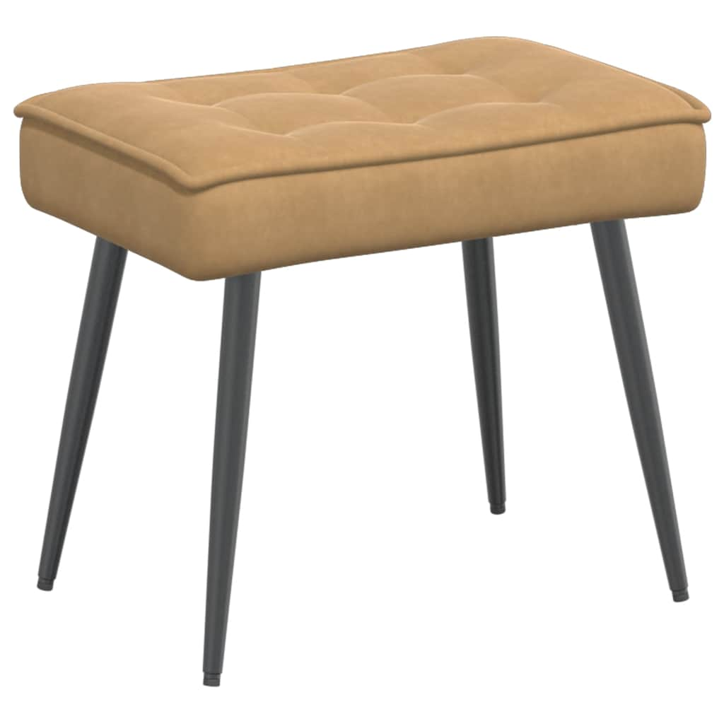 Relaxing Chair with Stool Brown Velvet