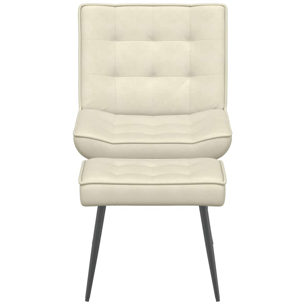 Relaxing chair with stool cream velvet