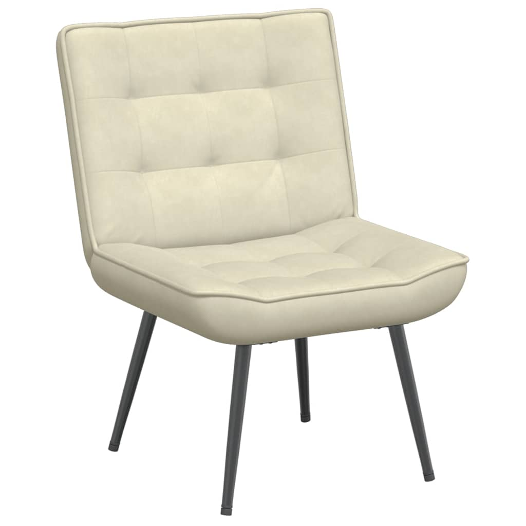 Relaxing chair with stool cream velvet