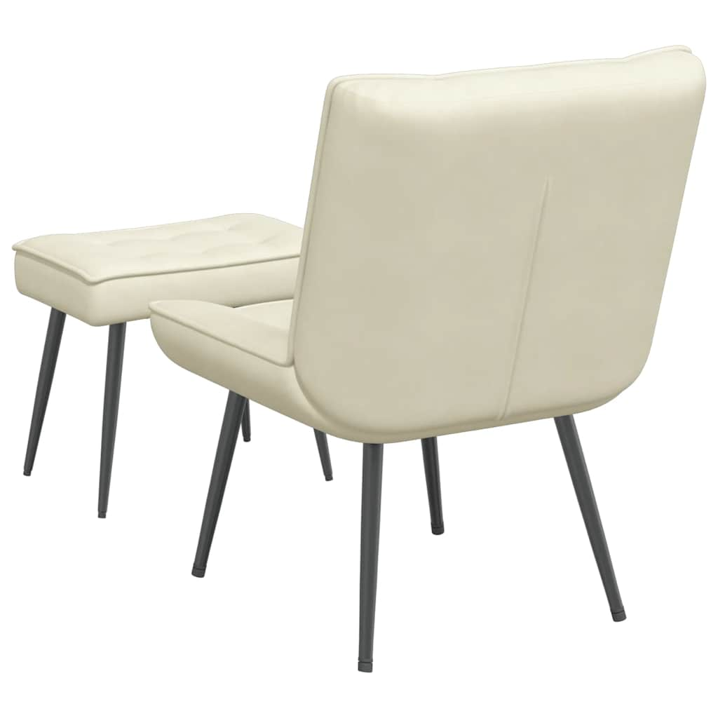 Relaxing chair with stool cream velvet