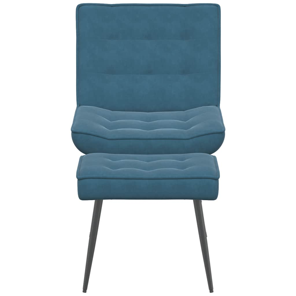 Relaxing chair with stool blue velvet