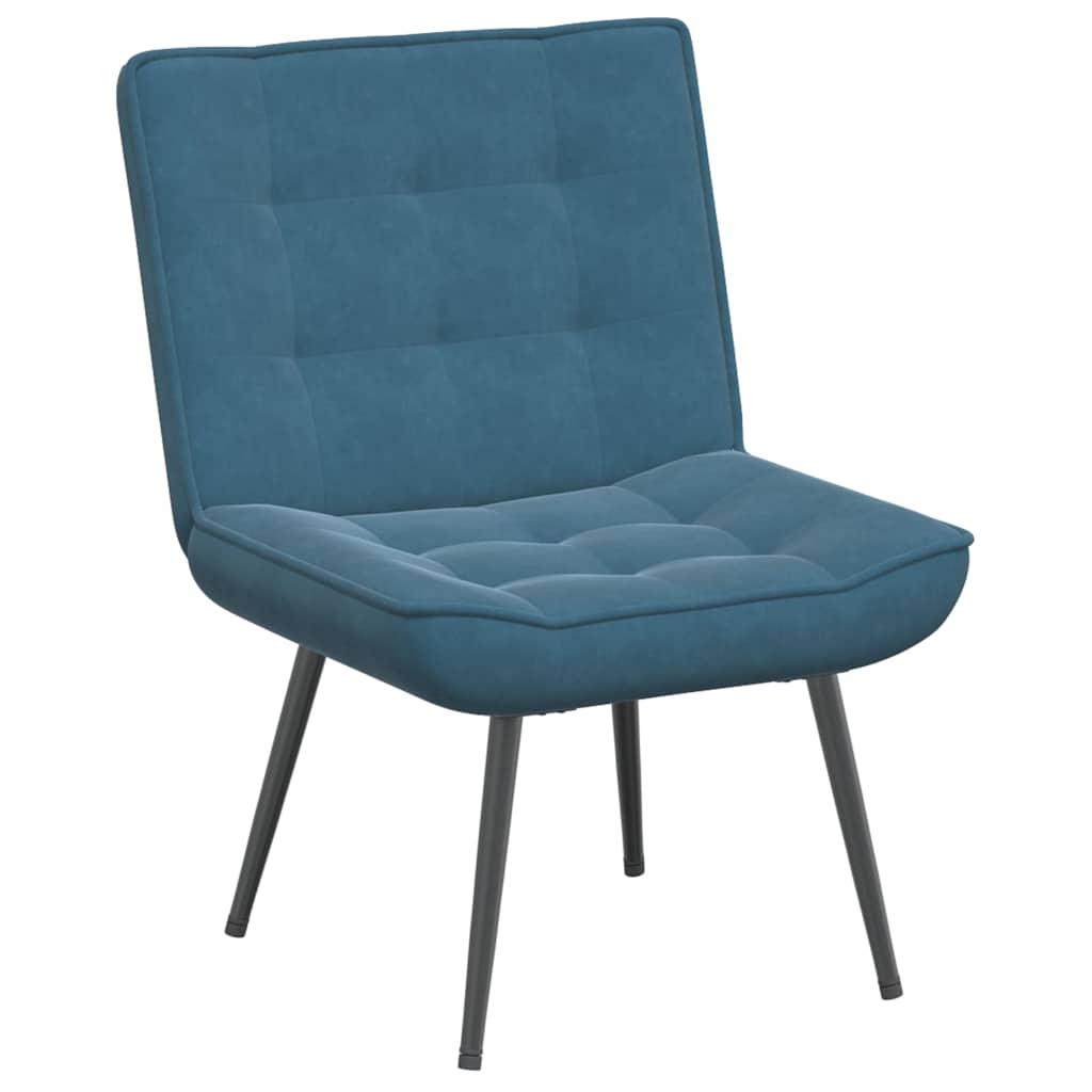 Relaxing chair with stool blue velvet