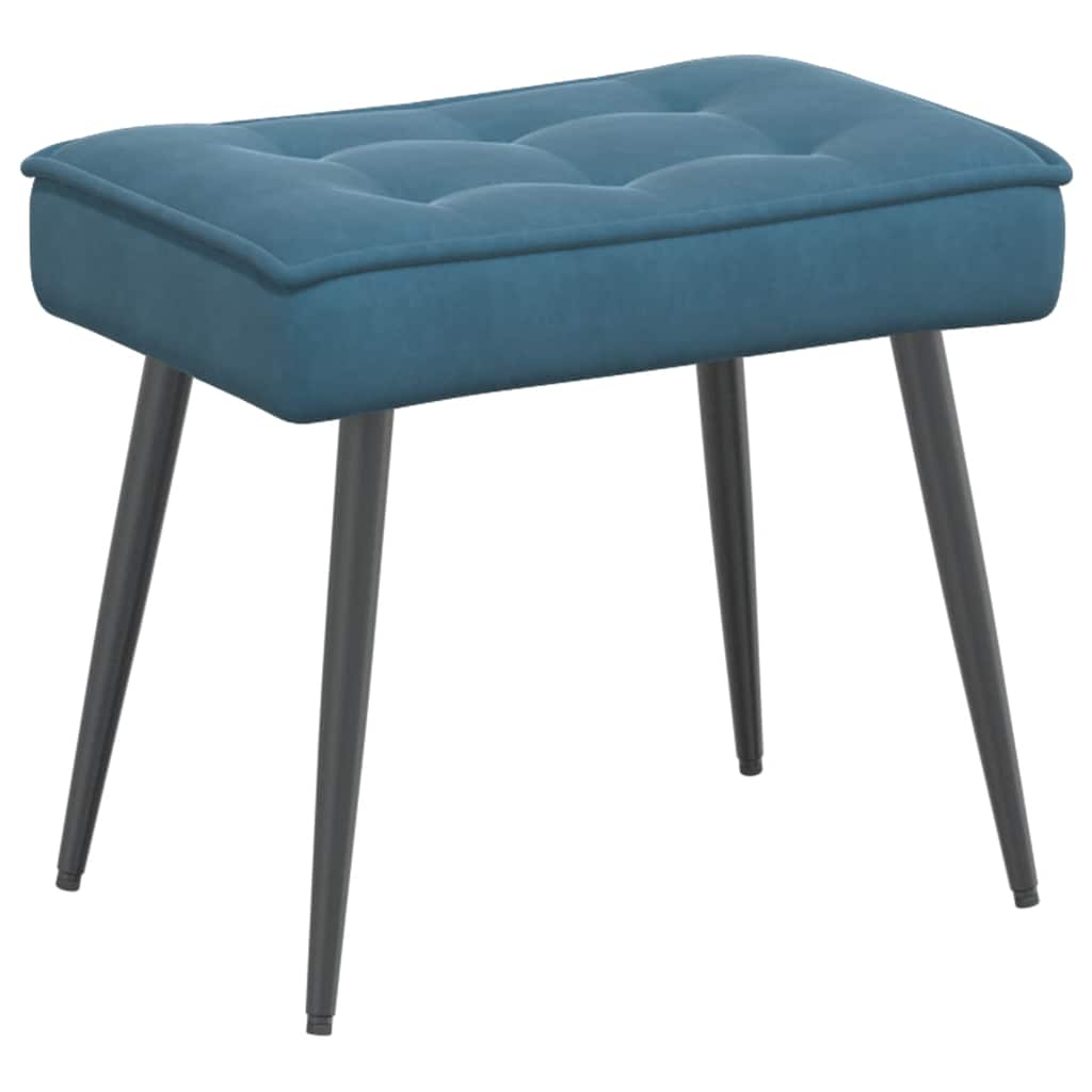 Relaxing chair with stool blue velvet