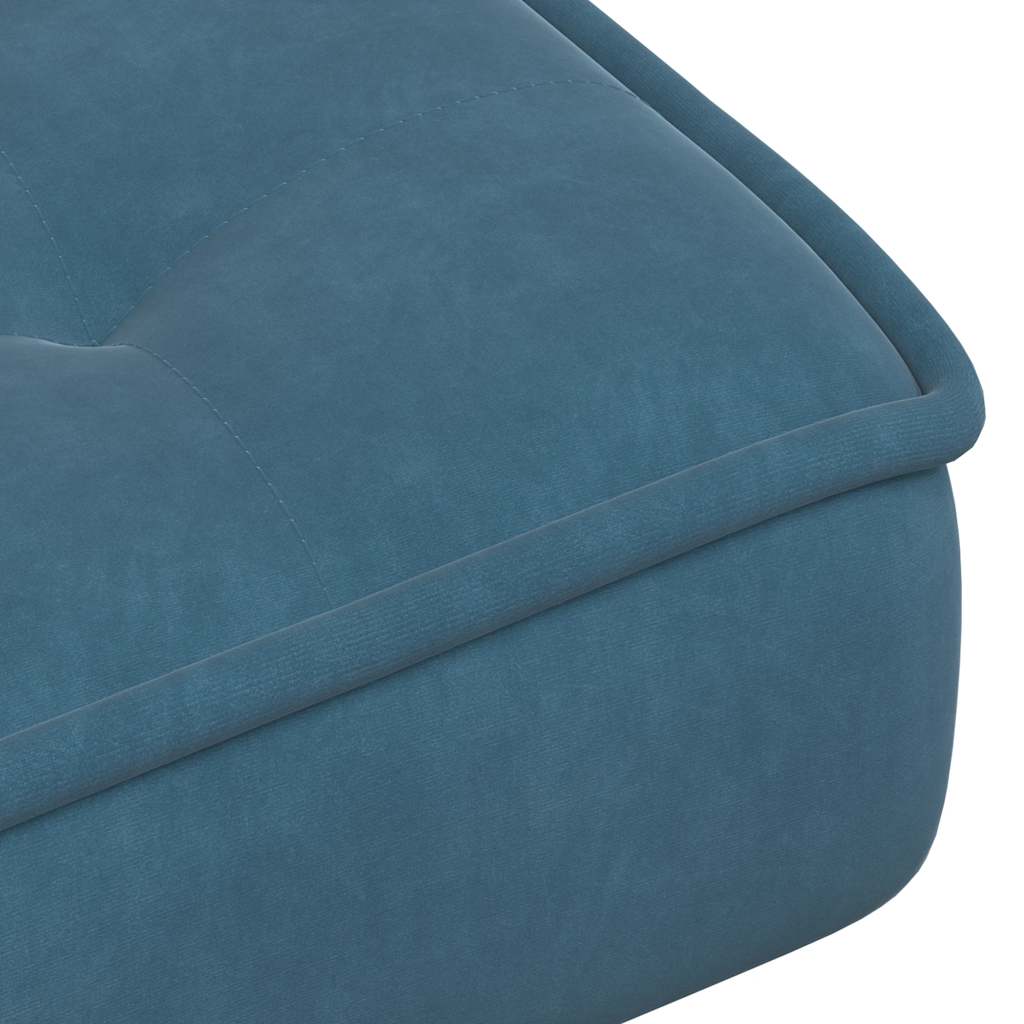 Relaxing chair with stool blue velvet