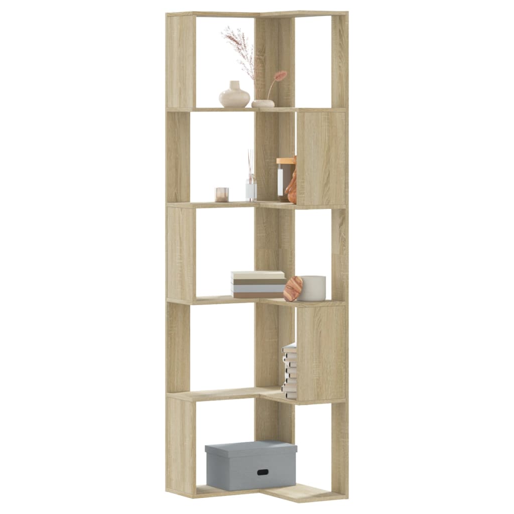 Eck-Bücherregal 5 Böden Sonoma-Eiche 50x50x179 cm Holzwerkstoff