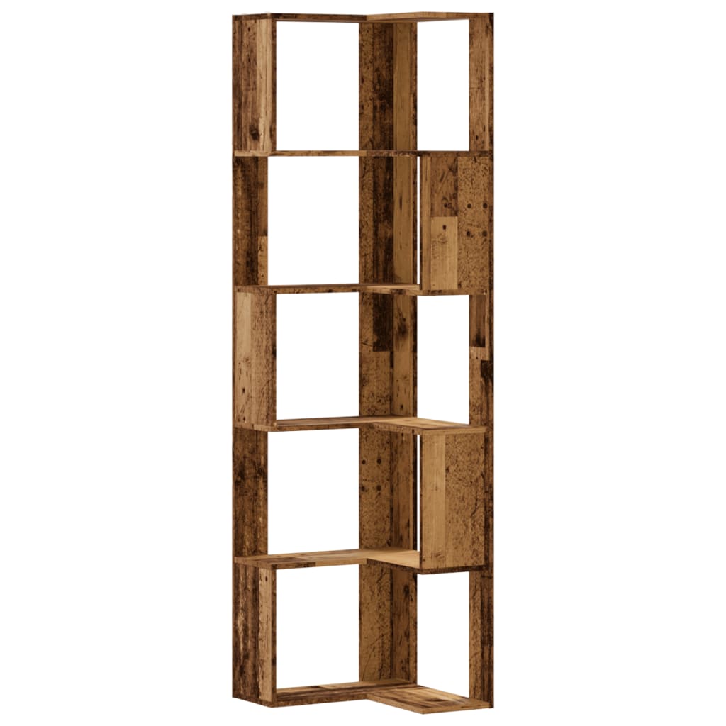 Eck-Bücherregal 5 Böden Altholz-Optik 50x50x179cm Holzwerkstoff