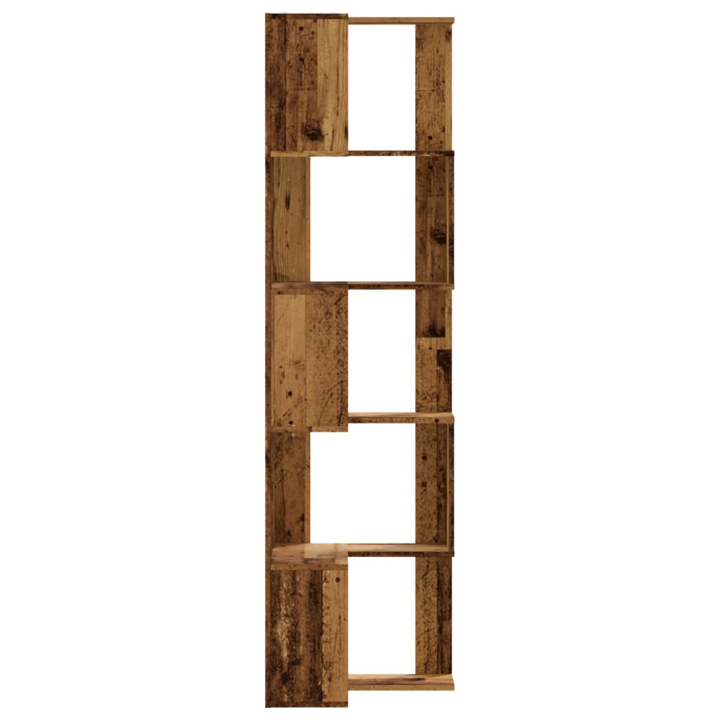 Eck-Bücherregal 5 Böden Altholz-Optik 50x50x179cm Holzwerkstoff